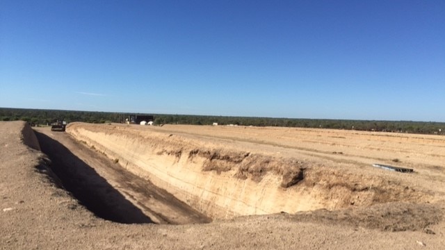 An empty silage pit on Corbett Tritton's property