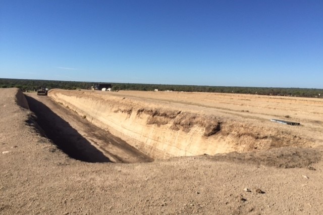 An empty silage pit on Corbett Tritton's property