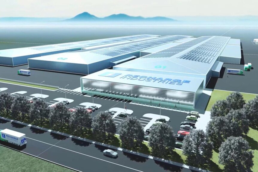 A rendering of Recharge Industries' planned Geelong gigafactory