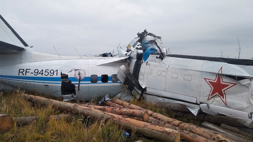 The wreckage of the L-410 plane.