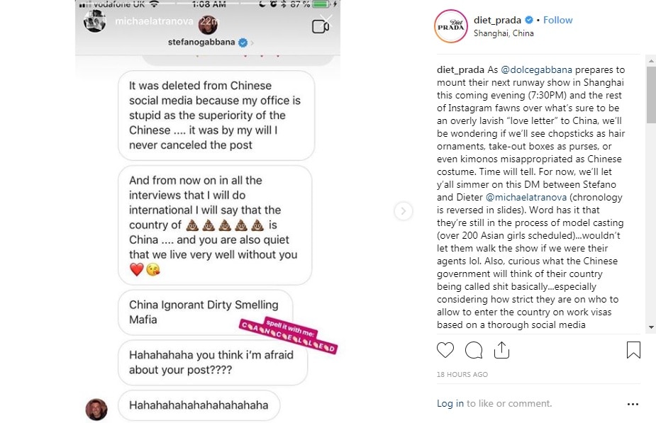 dolce and gabbana comments