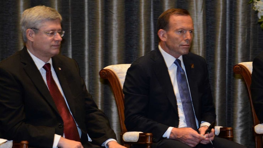 Stephen Harper, Tony Abbott, Xi Jinping and Susilo Bambang Yudhoyono at APEC