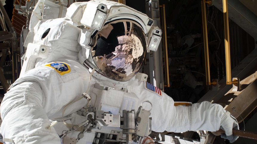 NASA astronaut Mike Hopkins during a spacewalk