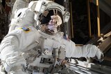 NASA astronaut Mike Hopkins during a spacewalk