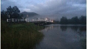 Flooded Wollombi Road at Broke