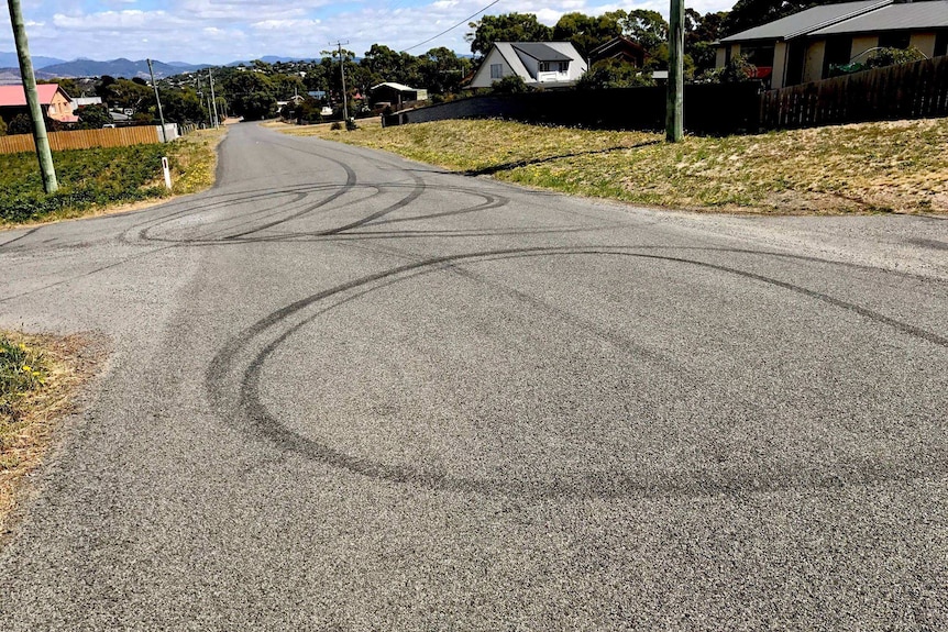 Tyre marks on a road