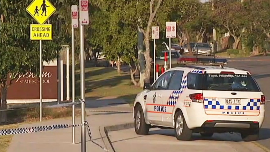 Police at Wynnum State School School on Brisbane's bayside where a stabbing happened