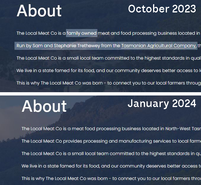 A comparison between a website showing the removal of certain words.