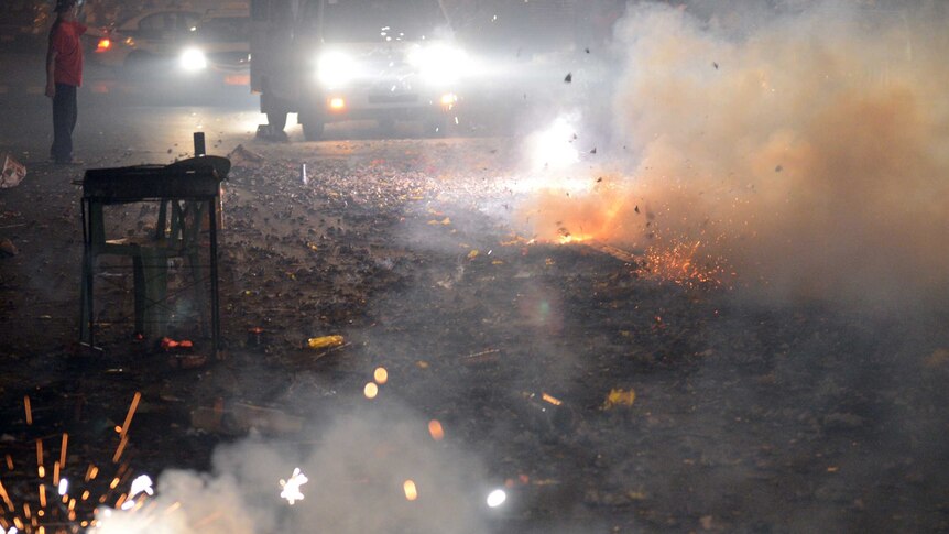 Firecrackers ring in the New Year in the Philippines capital, Manila.