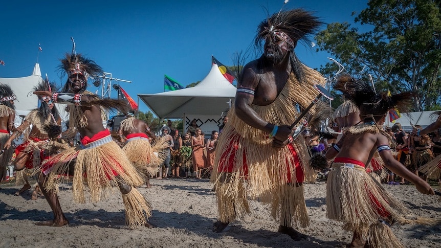 Malu Kiai Mura Buai Dance Troupe from Boigu Island perform at the 2016 Boomerang Festival
