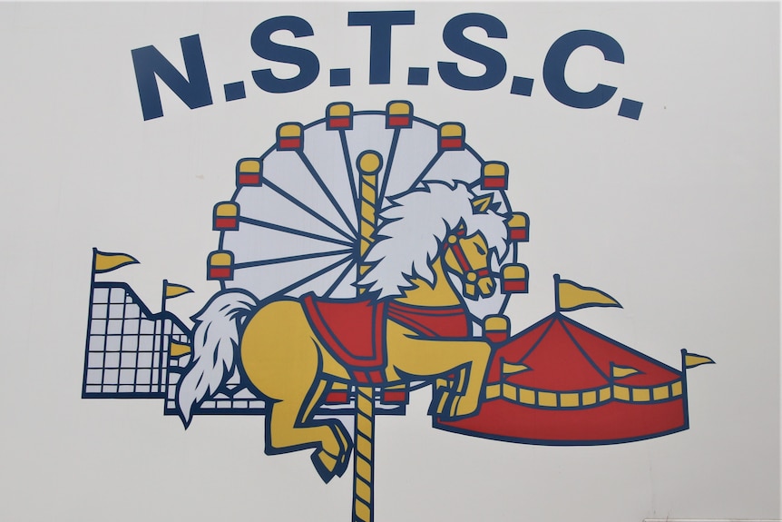 National School for Travelling Show Children logo which shows a merry go round, a tent and a ferris wheel 