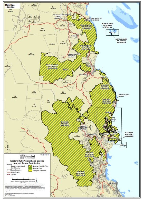 A map showing a huge section of Far North Queensland that has been handed back to the traditional custodians.