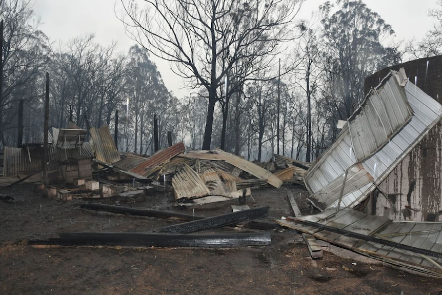 A burnt out home. 