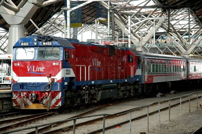 A V-Line train at Southern Cross Station in Melbourne
