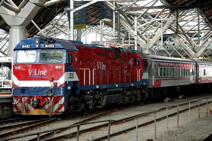 A V-Line train at Southern Cross Station in Melbourne