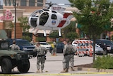 National Guard helicopter lands in Ferguson August 21, 2014
