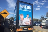 Andrew Hastie's campaign truck, featuring the Army uniform