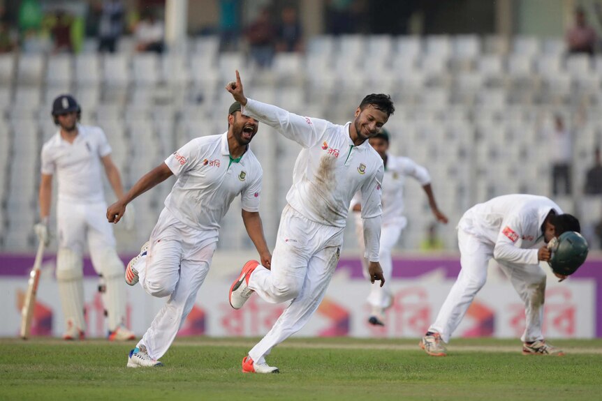 Bangladesh celebrates Test win over England