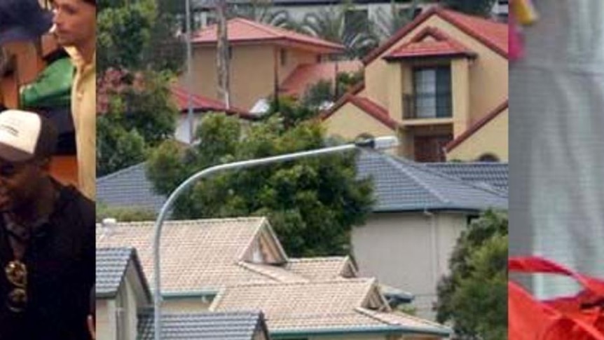 Composite photo showing LtoR shoppers, housing and schooling