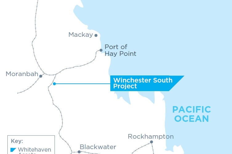An image of a map showing the project near Moranbah, Rockhampton and Mackay.