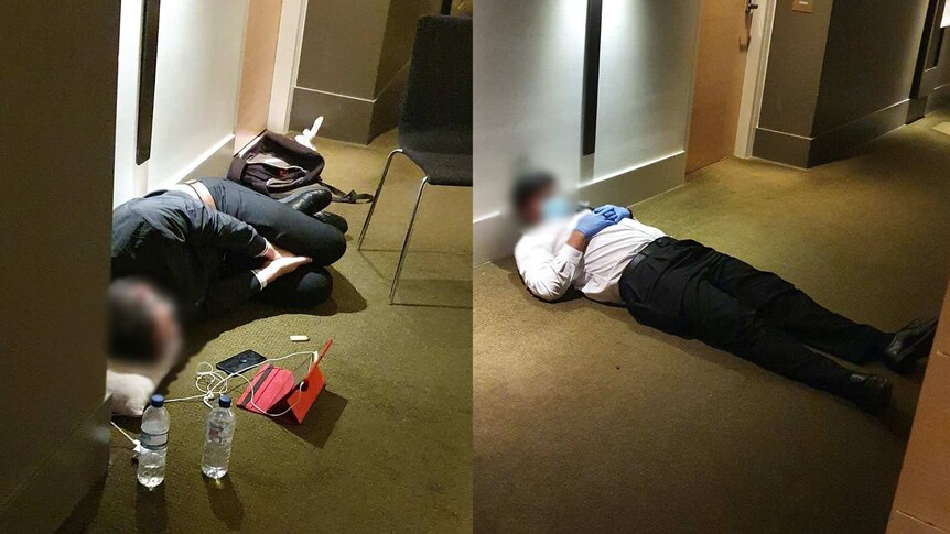 Images shows security guards sleeping on the job at hotel where Unified Security operated.