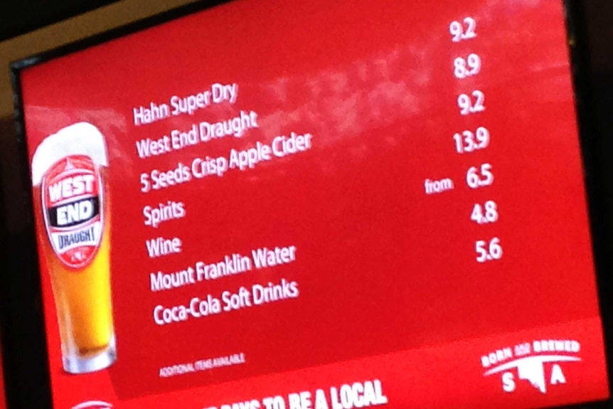 Drink prices at Adelaide Oval