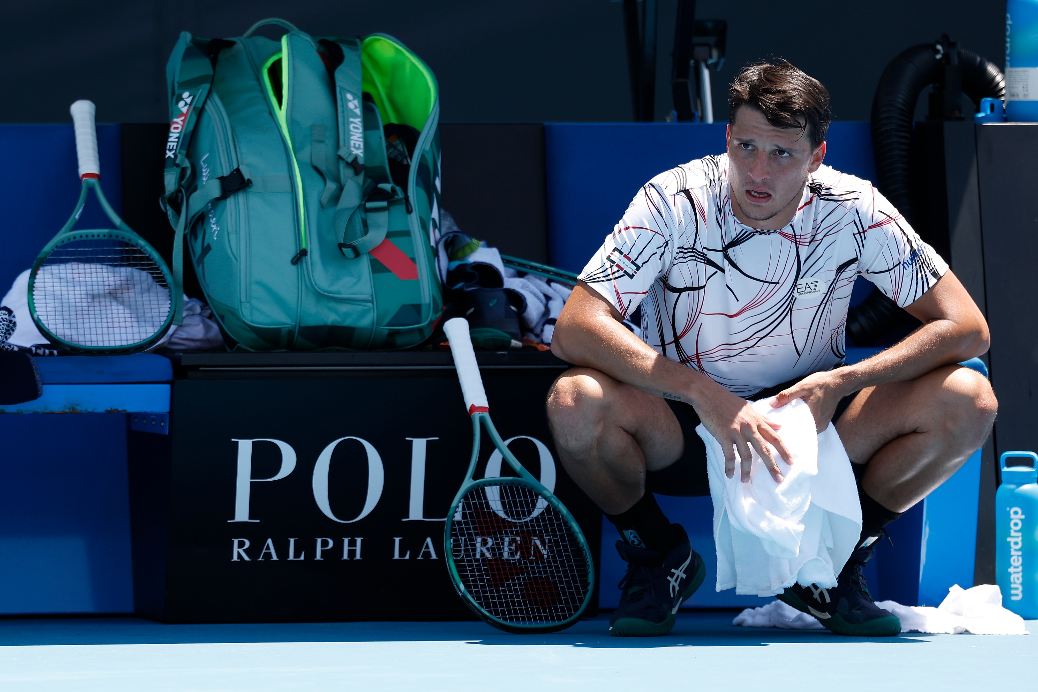 Live: Italian cut down by gut issues at Aus Open as Darderi sprints off court mid-celebration