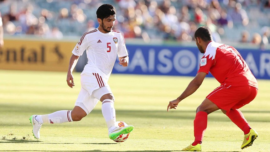 Amer Abdulrahman of the United Arab Emirates in action during the 2015 Asian Cup