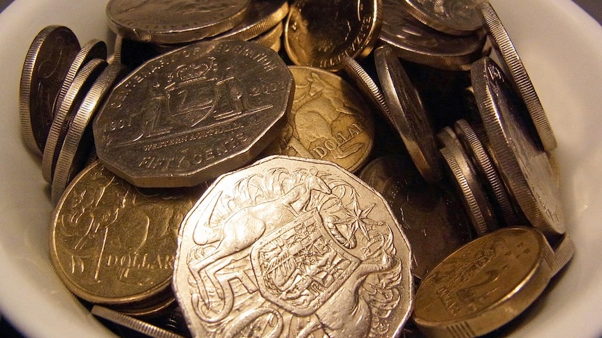 Australian coins in a bowl, generic image.