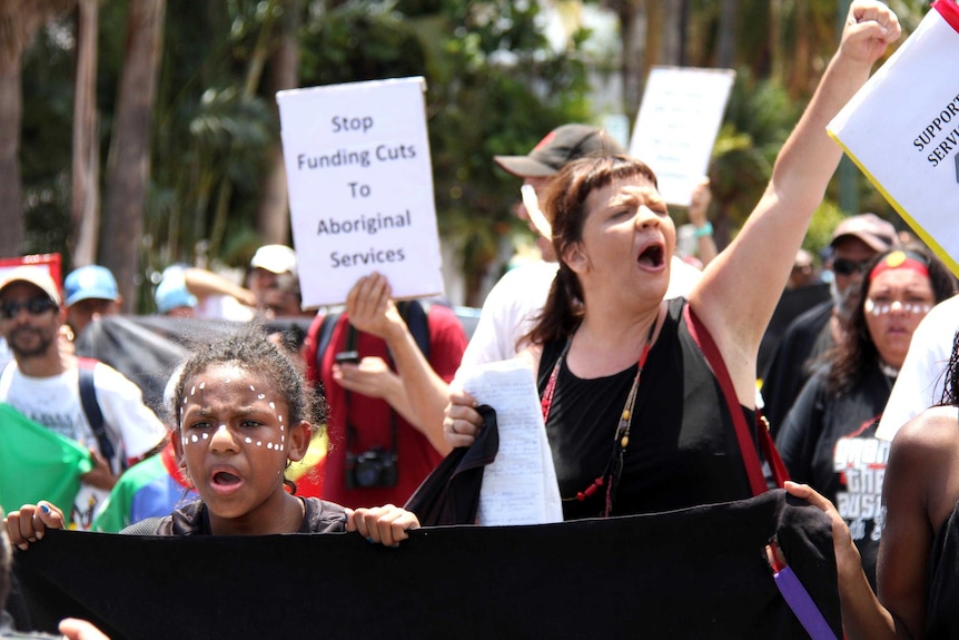 Protesters march in Brisbane