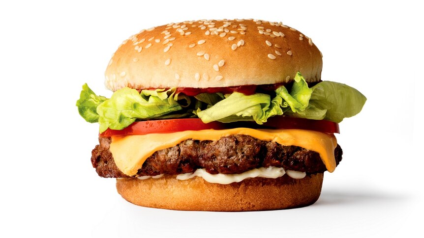 A promotional photo for the Impossible Whopper sold at Burger King.