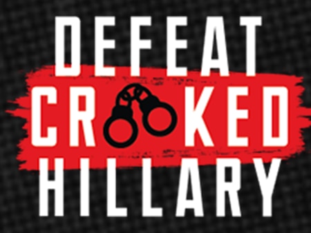 Profile picture of the Defeat Crooked Hillary Facebook page, Paid for by Make America Number 1.