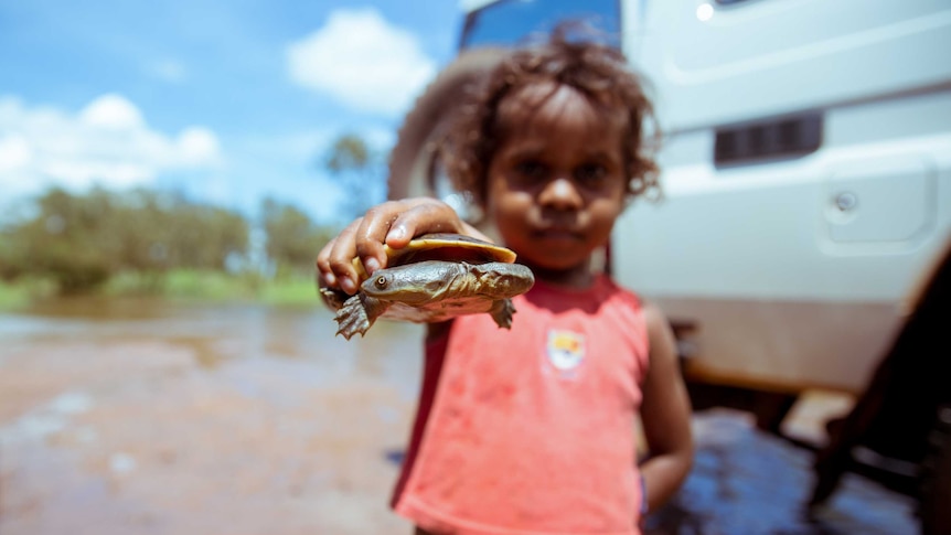 Tahan holds a turtle