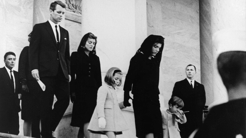 JFK's family leaves the Capitol after his state funeral.