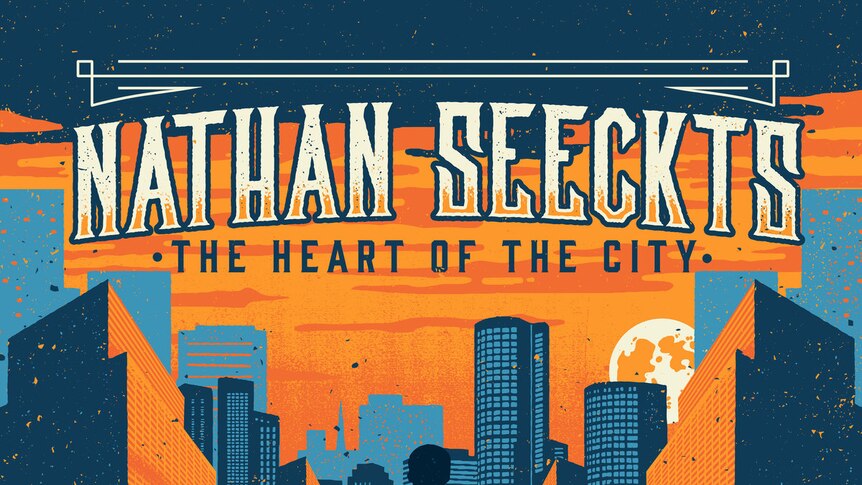 Album cover of Heart of the City - graphic design in orange and blue.