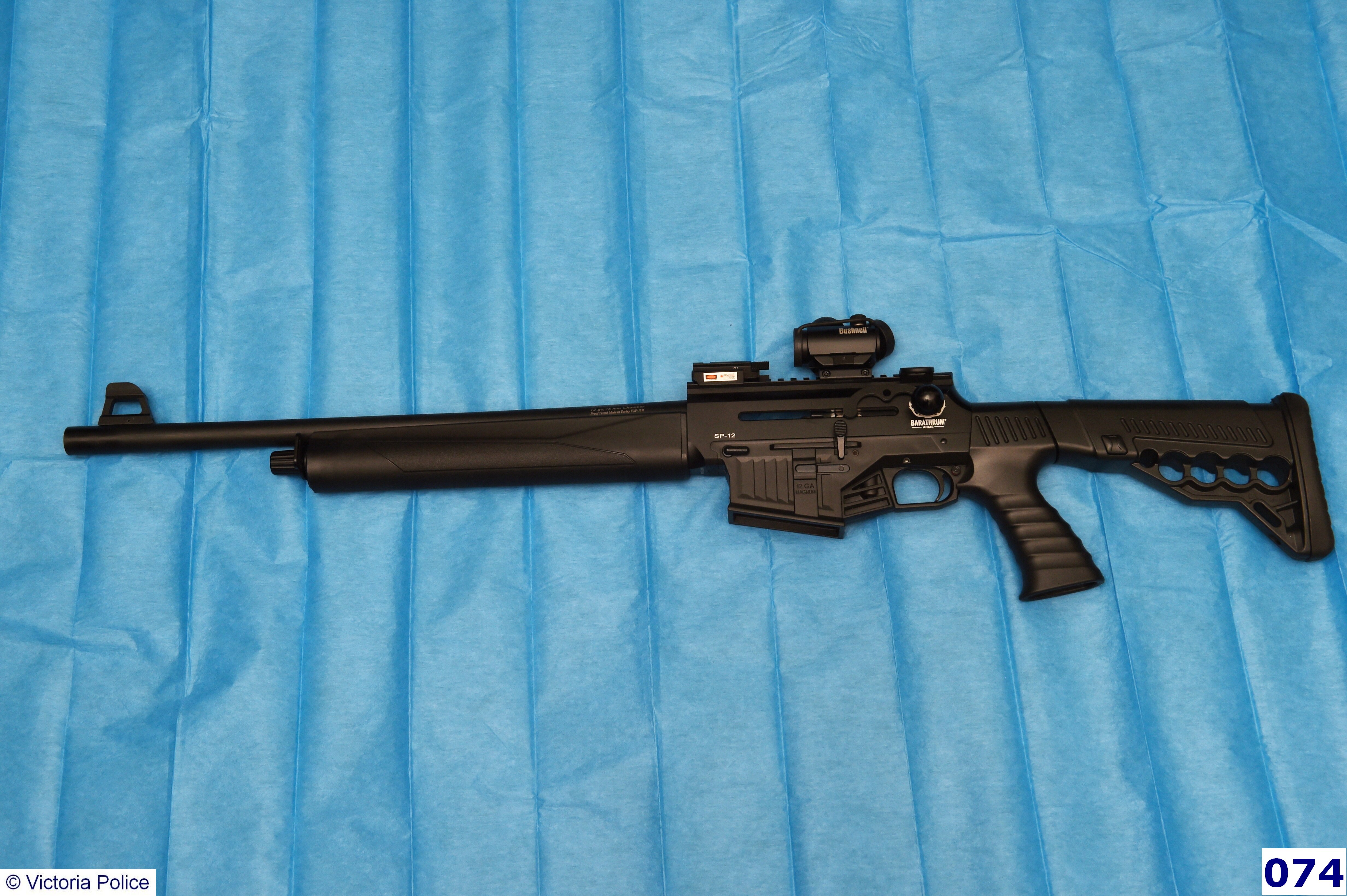  A 12-gauge Barathrum shotgun.