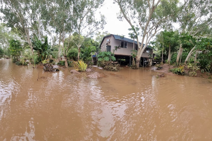 Geoff Davis property inundated by flood waters in Fitzroy Crossing in 2023. 