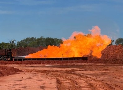 Flame from a well test at Buru's Rafael project in the Kimberley.
