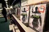 Close-up of copies of Call of Duty on shop shelves. 