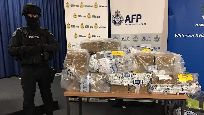 Part of a huge haul of cocaine that was seized by the AFP and NSW police