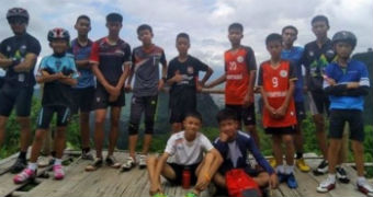 A group of Thai boys on a mountain