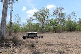 A 4WD in a bush paddock with a tailer attached