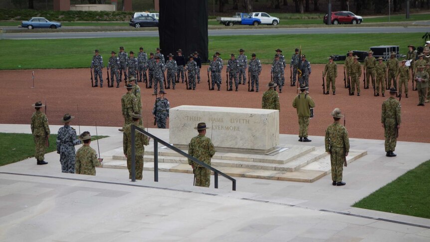 Officers practice for the parade.