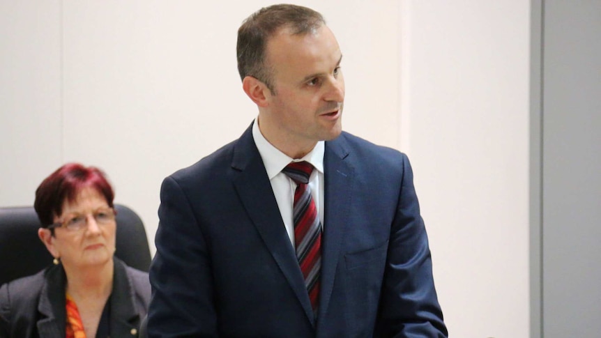 Newly-elected ACT Chief Minister Andrew Barr accepts his appointment in the ACT Legislative Assembly.