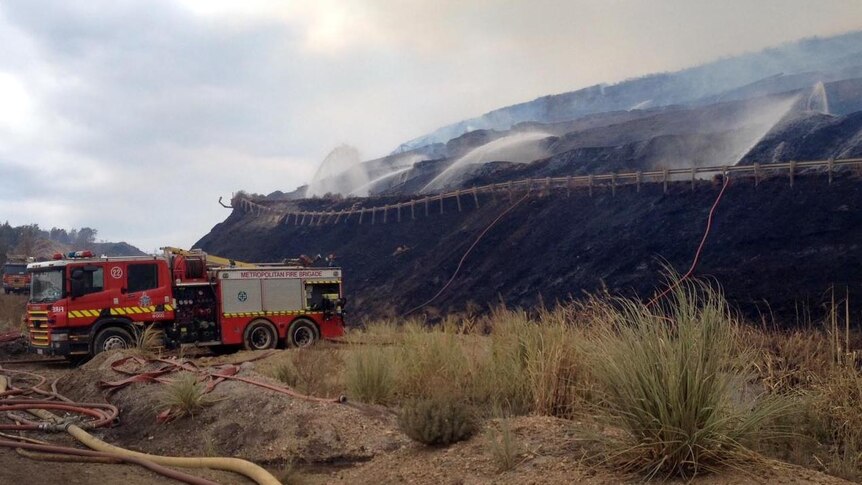 Fire crews tackle the fire at the Hazelwood mine in Victoria's east.