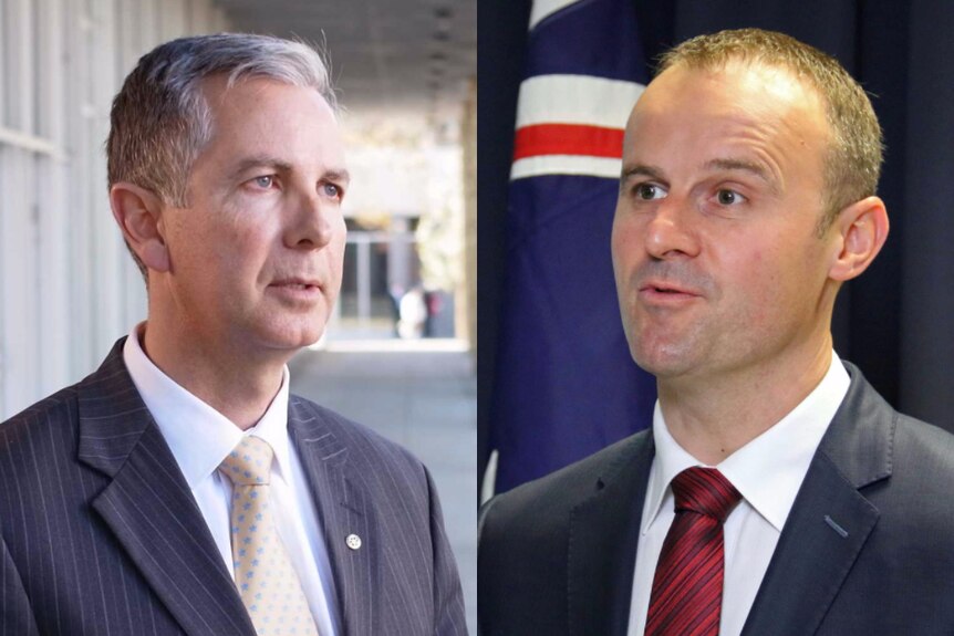 Composite of ACT Opposition Leader Jeremy Hanson and Chief Minister Andrew Barr.