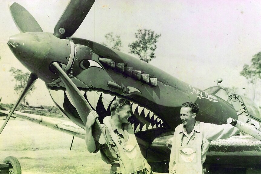Flight sergeant Ray Blacklock (right) with one of the Grey Nurse Spitfires.