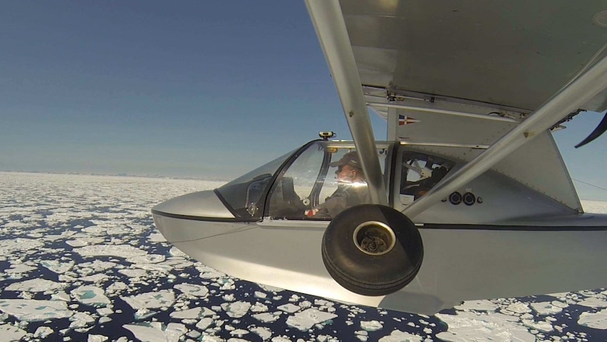 Pilot Michael Smith flying high in his single-engine flying boat.