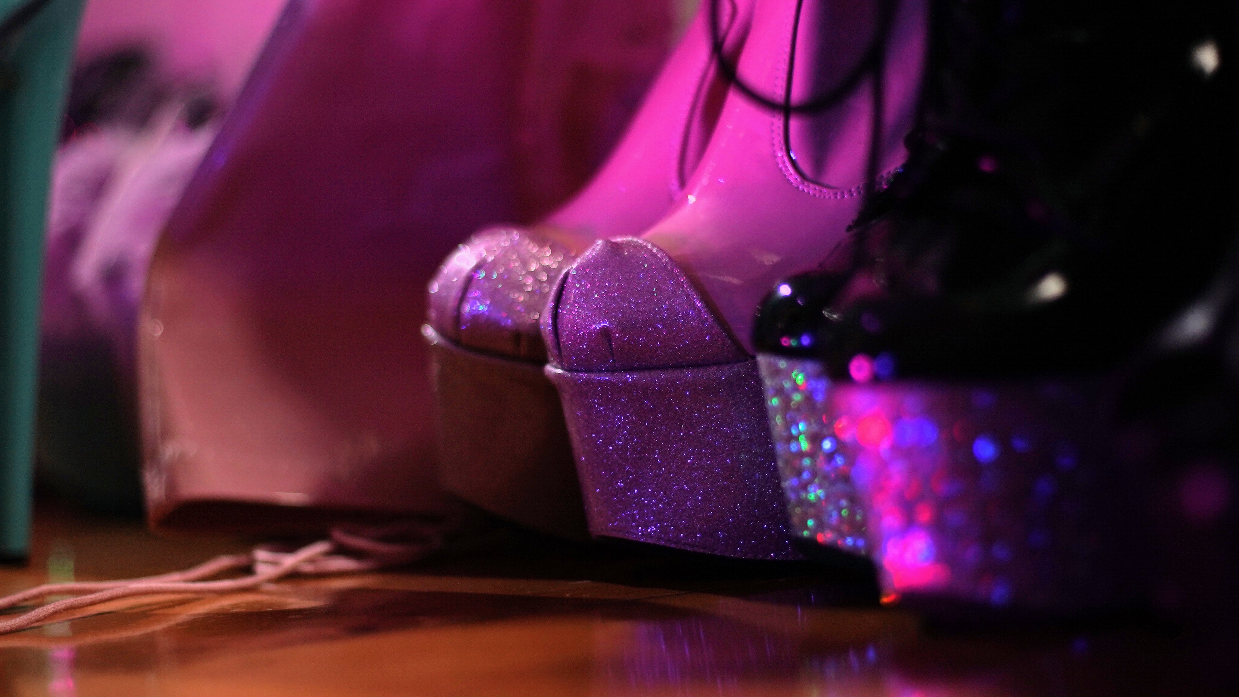 Glittery high heel boots