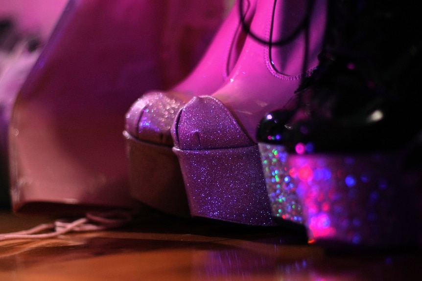 Glittery high heel boots